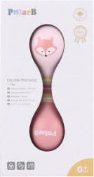 Houten dubbelzijdige rumbabal met vosje Polar B