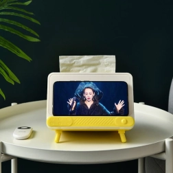 Kutija za papirnate maramice s držačem za telefon retro TV – žuta