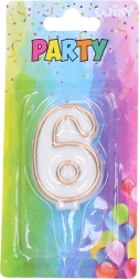 Candela da festa numero 6 dorata