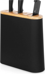 Black knife block with bamboo compartments