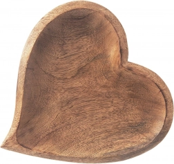 Mango Wood Snack Tray, Heart 25 × 25 cm