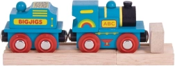 Blauwe locomotief met tender en 2 rails van Bigjigs Rail