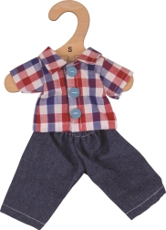 Bigjigs Toys checkered shirt and jeans for doll