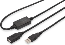 Aktivni podaljševalni kabel USB 2.0 USB‑A (moški) na USB‑A (ženski) 10 m, črn