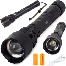Tactical LED Flashlight BAILONG with CREE XHP50 LED, zoom, and USB charging