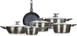 BANQUET Metallic Platinum Cookware Set, 11 pieces