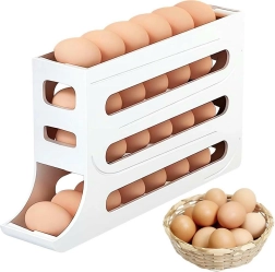 Køleskabsæske til æg med glidefunktion, hvid, 26–30 æg