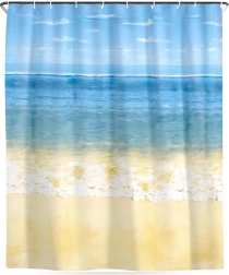 Vandafvisende bruseforhæng med kroge Strand 180 × 180 cm