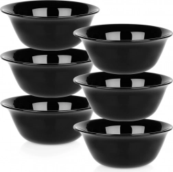 Black Glass Bowls 300 ml, Set of 6