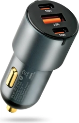 Caricatore auto 60 W con USB‑C PD e USB QC3.0 (1× USB, 2× USB‑C) nero