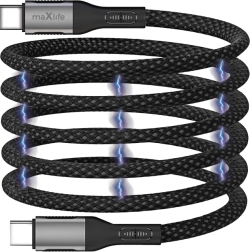 Maxlife magnetische USB‑C-kabel 1 m 100 W zwarte nylon