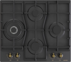 Gas cooktop with burners left and right