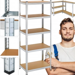 Metal Shelving Unit 180 × 90 × 40 cm, 5 shelves, 875 kg load capacity, silver