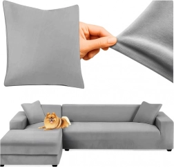 Potah na rohovou pohovku RUHHY - tmavě šedý velur elastický 145 - 185 cm