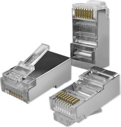 Connecteur traversant RJ45 CAT5e FTP contacts dorés 100 pièces