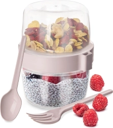 Bicchiere per yogurt con ciotola per muesli e cucchiaino 370 ml