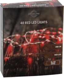 Light String 40 LED, red, 2 m, battery-powered