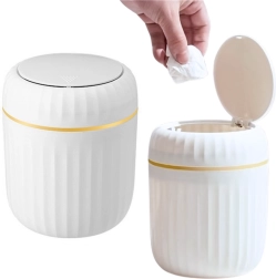 Mini affaldsspand med åbent låg, hvid