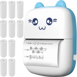 IZOXIS Portable Thermal Mini Printer with Cat Design and 11 Paper Rolls