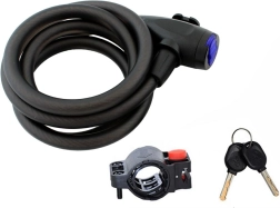 Močna spiralna ključavnica za kolo 150 cm s ključem