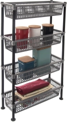 Schmales 4-stöckiges Badezimmerregal GREY 50 × 19,5 × 83 cm