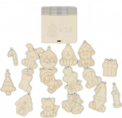 Drewniane świąteczne magnesy do pokoju dziecięcego, 16 szt.