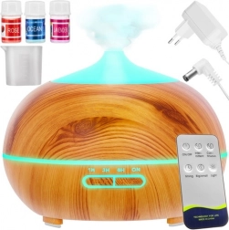 Aroma diffuser and ultrasonic humidifier 400 ml with ionization and LED, remote control + 3 oils