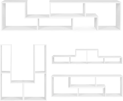 Moderna modularna geometrijska knjižna polica s 4 policami ModernHome