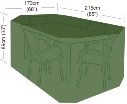Protective cover for garden set of 4 chairs and rectangular table 215 × 173 × 89 cm, PE 90 g/m², green