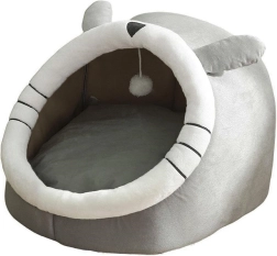 pelíšek budka pro kočku a psa velikost l, šedý