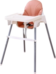 seggiolone per bambini – bianco, regolabile in altezza e pieghevole