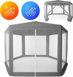 Gazebo da giardino 2x2x2 m con zanzariera Grigio MultiGarden