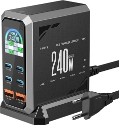 Chargeur secteur BlitzWolf 240W 4× USB‑C et 2× USB‑A avec Power Delivery