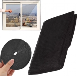 Fekete rovarháló ablakra öntapadó tépőzárral 150 × 130 cm