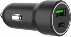 sort biloplader USB-A/USB-C 20W PD