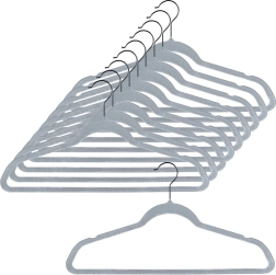 Vilde appendiabiti in velluto antiscivolo, grigi, gancio girevole, 45 × 24,5 cm, set da 10