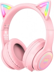 wireless gaming headphones with cat ears onikuma b90 pink