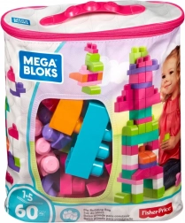 mega bloks grande borsa con 60 mattoncini grandi, rosa