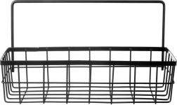 Mensola da cucina sospesa per reling, in metallo nero RADKA 30 × 10,5 × 17 cm