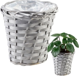 Coprivaso in vimini grigio 16 × 17 cm