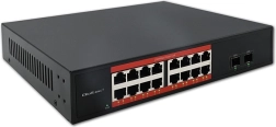 Gigabit PoE switch 16× RJ45 and 2× SFP, 1000 Mb/s, metal chassis