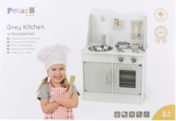 cucina giocattolo in legno per bambini con accessori POLARB eco grey