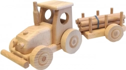 Trattore di legno con rimorchio per bambini