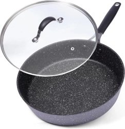 Poêle antiadhésive en granit avec couvercle 28 cm