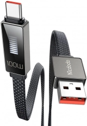Mcdodo USB–USB‑C kábel LED kijelzővel 1,2 m (fekete)