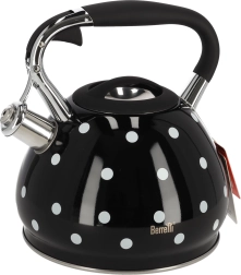 Črni čajnik z belimi pikami Berretti Cornelia 3 l