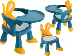Seggiolina per bambini con tavolino rimovibile coniglio giallo-blu