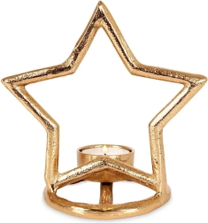 Zvezdasti svečnik za čajne svečke, zlati aluminij 15,5 cm