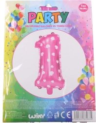 Inflatable balloon number 1 with hearts – Pink