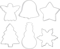 Sæt af udstikkere i rustfrit stål til småkager, 6 stk.